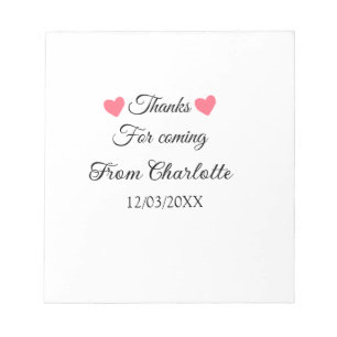 bedankt voor het komen voeg naam tekstbericht toe  notitieblok