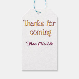 bedankt voor het komen voeg naam toe tekst bericht cadeaulabel