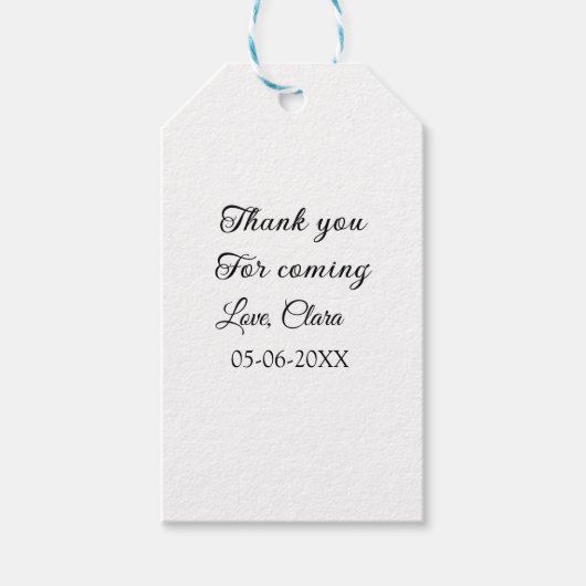 bedankt voor het komen voeg naam toe tekstbericht  cadeaulabel (Voorkant)