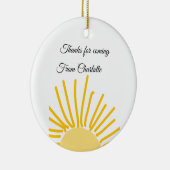 bedankt voor het komen voeg naam toe tekstbericht  keramisch ornament (Rechts)