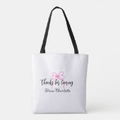 bedankt voor het komen voeg naam toe tekstbericht  tote bag (Achterkant)