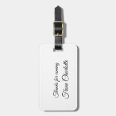 bedankt voor het komen voegen naamtekstbericht toe bagagelabel (Voorkant verticaal)