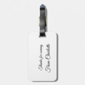 bedankt voor het komen voegen naamtekstbericht toe bagagelabel (Achterkant verticaal)