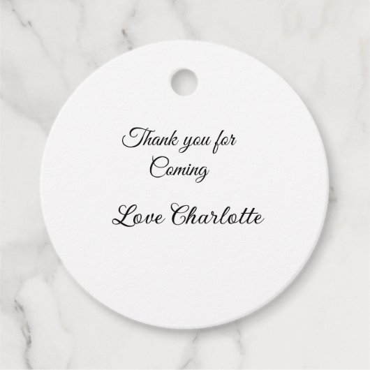 bedankt voor het komen voegen naamtekstbericht toe bedankjes labels (Voorkant)