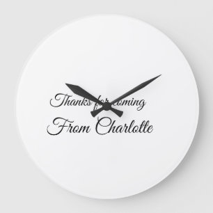 bedankt voor het komen voegen naamtekstbericht toe grote klok