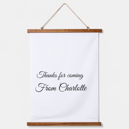 bedankt voor het komen voegen naamtekstbericht toe hangend wandkleed (Voorkant)