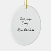 bedankt voor het komen voegen naamtekstbericht toe keramisch ornament (Rechts)