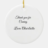 bedankt voor het komen voegen naamtekstbericht toe keramisch ornament (Achterkant)