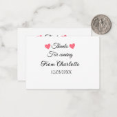 bedankt voor het komen voegen naamtekstbericht toe notitiekaartje (Voorkant / Achterkant in situ)