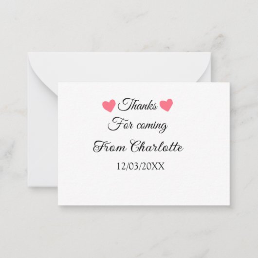 bedankt voor het komen voegen naamtekstbericht toe notitiekaartje (Voorkant)