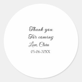 bedankt voor het komen voegen naamtekstbericht toe ronde sticker
