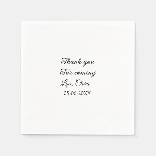 bedankt voor het komen voegen naamtekstbericht toe servet (Voorkant)