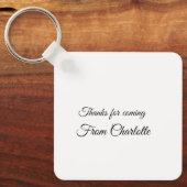 bedankt voor het komen voegen naamtekstbericht toe sleutelhanger (Voorkant)