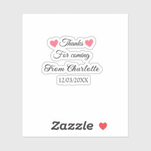 bedankt voor het komen voegen naamtekstbericht toe sticker