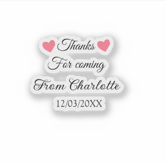 bedankt voor het komen voegen naamtekstbericht toe sticker (Voorkant)