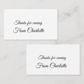 bedankt voor het komen voegen naamtekstbericht toe visitekaartje (Voorkant / Achterkant)