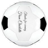 bedankt voor het komen voegen naamtekstbericht toe voetbal (Gedraaid)