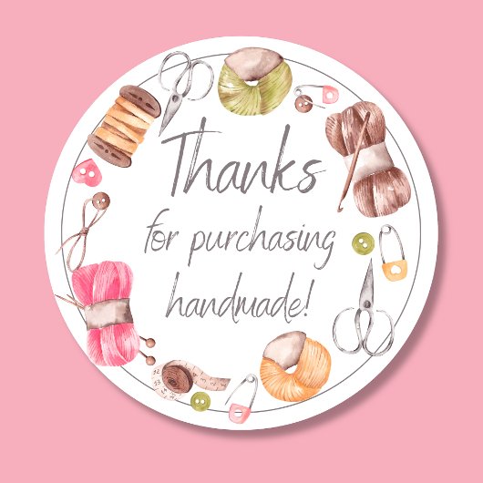 Bedankt voor het kopen van handgemaakte ronde sticker