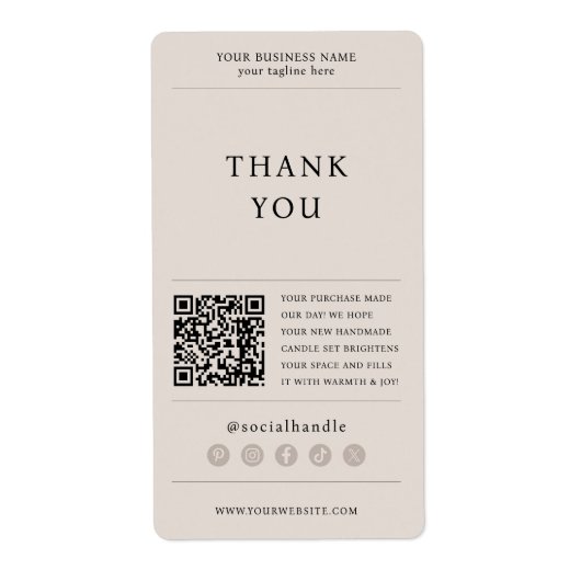 Bedankt voor het kopen van moderne beige verzendin etiket (Voorkant)