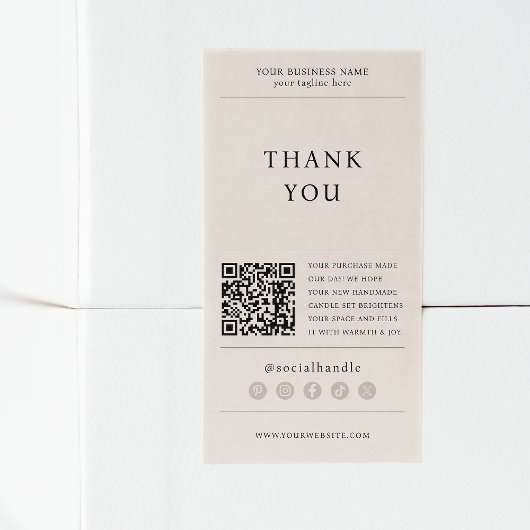 Bedankt voor het kopen van moderne beige verzendin etiket