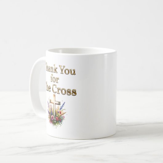 Bedankt voor het kruis koffiemok (Voorkant links)