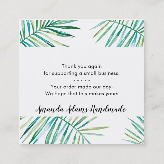 BEDANKT voor het LABELS van botanische palmbladere (Achterkant)