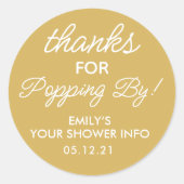 Bedankt voor het langskomen Baby Shower Favor Stic Ronde Sticker (Voorkant)