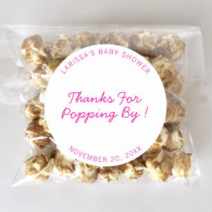 Bedankt voor het langskomen Baby Shower Popcorn Fa Ronde Sticker
