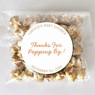 Bedankt voor het langskomen Baby Shower Popcorn Fa Ronde Sticker