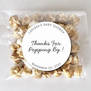 Bedankt voor het langskomen Baby Shower Popcorn Fa Ronde Sticker