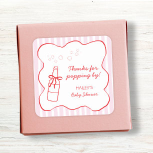 Bedankt voor het langskomen frisdrankfles babyshow vierkante sticker