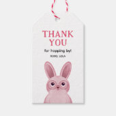 Bedankt voor het langskomen met roze konijn cadeaulabel (Voorkant)