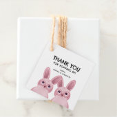 'Bedankt voor het langskomen' met twee roze konijn Bedankjes Labels (In situ)