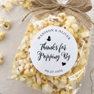 Bedankt voor het langskomen Popcorn Trouwgunst Ronde Sticker