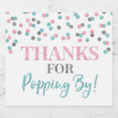 Bedankt voor het langskomen Silver Pink Blue Confe Sparkling Wijnetiket (Enkel label)