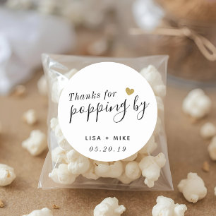 Bedankt voor het langskomen Trouw Popcorn Favor Ronde Sticker