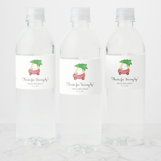 Bedankt voor het langsrijden als gunst waterfles etiket (Flessen)