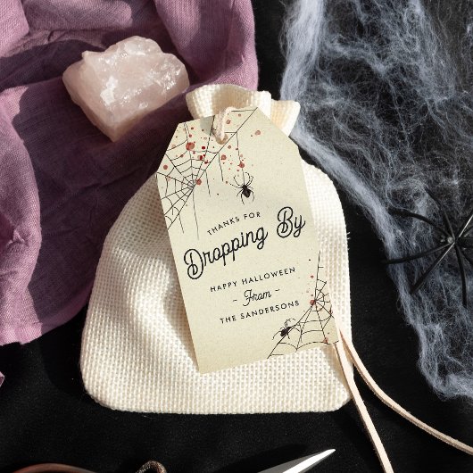 Bedankt voor het laten vallen door halloween party cadeaulabel