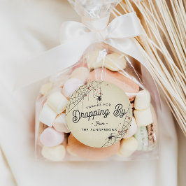 Bedankt voor het laten vallen door halloween party ronde sticker