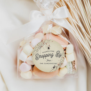 Bedankt voor het laten vallen door halloween party ronde sticker