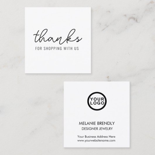 Bedankt voor het minimalistische moderne plein Vis Vierkante Visitekaartje (Voorkant / Achterkant)