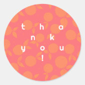 Bedankt voor het moderne tangerine patroon ronde sticker (Voorkant)