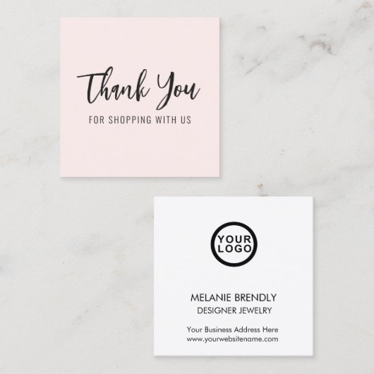 Bedankt voor het mooie roze vierkante Visitekaartj Vierkante Visitekaartje (Voorkant / Achterkant)