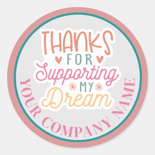 Bedankt voor het ondersteunen van mijn Dream Busin Ronde Sticker (Voorkant)