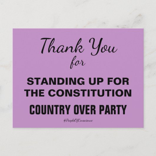 Bedankt voor het opkomen voor de grondwet briefkaart (Voorkant)