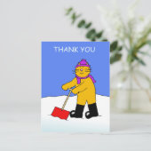 Bedankt voor het opruimen van sneeuw Cartoon Cat Briefkaart (Staand voorkant)