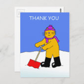 Bedankt voor het opruimen van sneeuw Cartoon Cat Briefkaart (Voorkant / Achterkant)