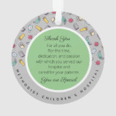 "Bedankt voor het personeel van het ziekenhuis, ve Ornament (achterkant)