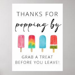 Bedankt voor het Popping By Favor verjaardagsbord Poster