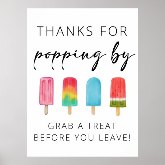 Bedankt voor het Popping By Favor verjaardagsbord Poster (Voorkant)